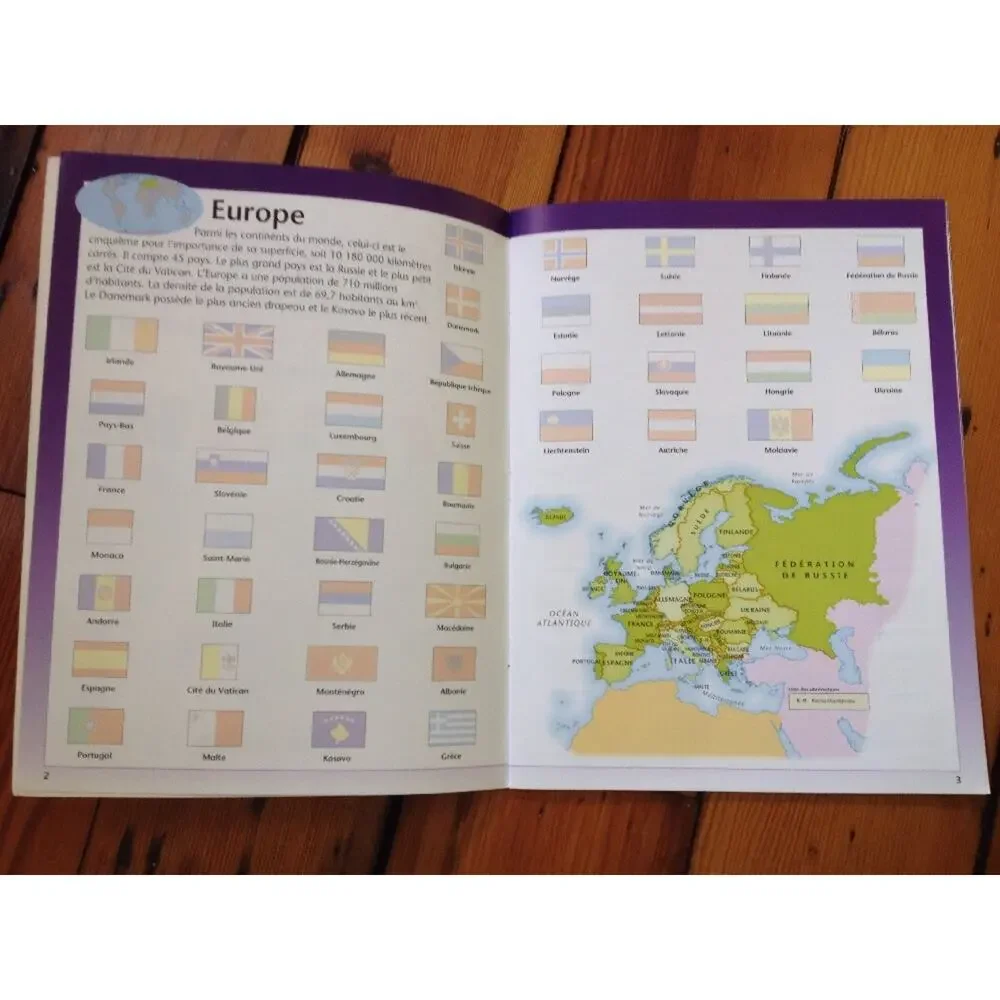 Flags of the World Drapeaux du Monde French Sticker Book Scholastic 2009